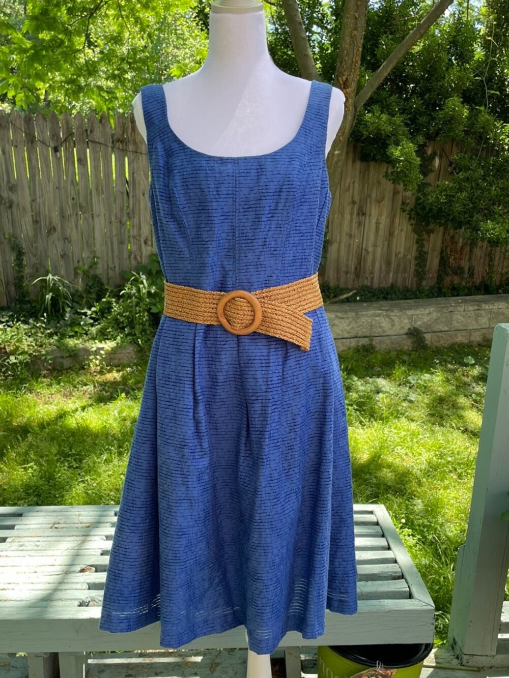 POCKETS! Nine West Blue Fit & Flare Dress - Sleeveless, Knee-length